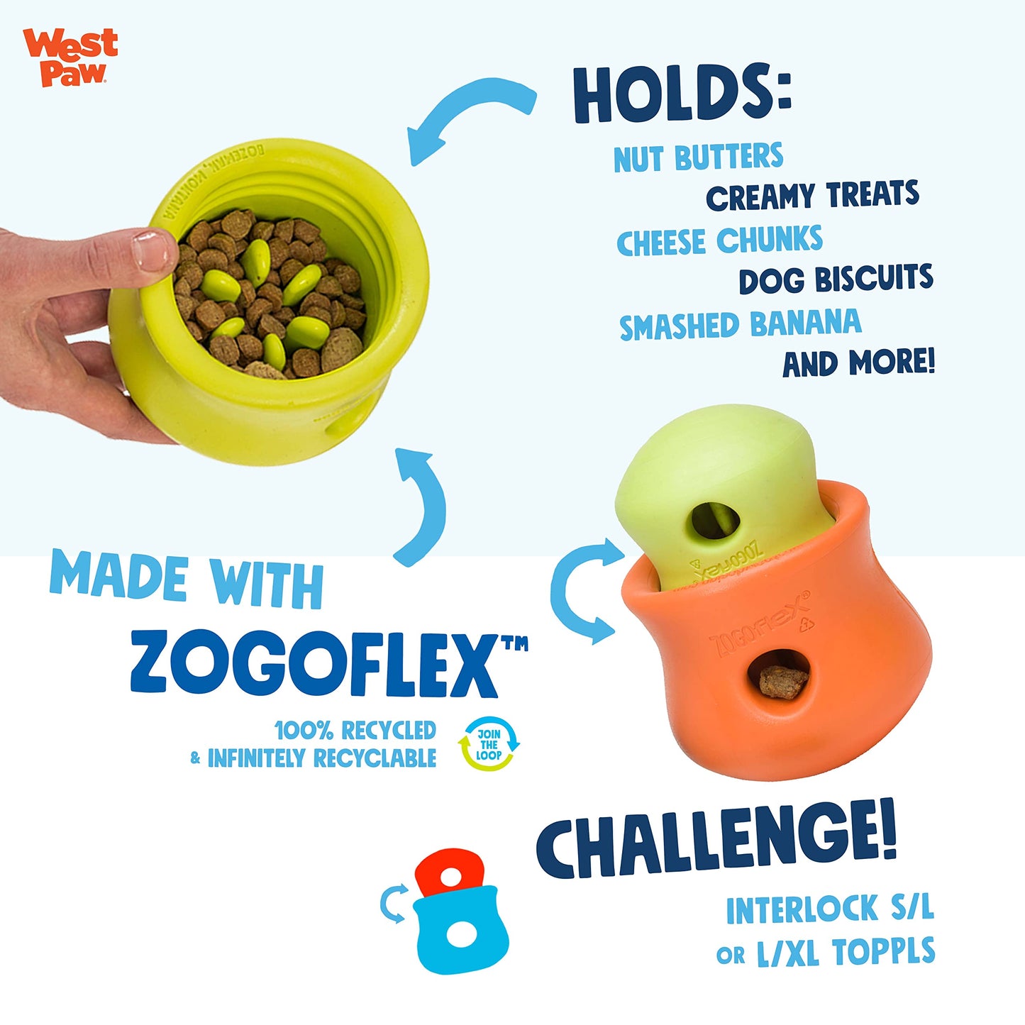 West Paw Zogoflex Toppl Treat Dispensing Dog Toy Puzzle The Dachshund Zone