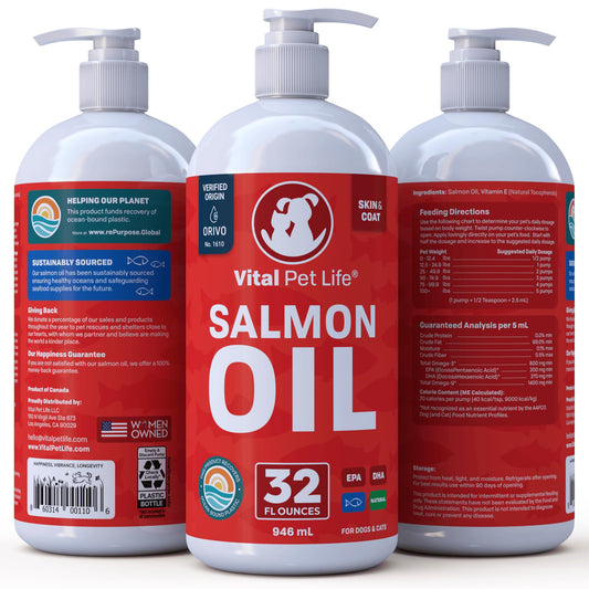 Salmon Oil for Dogs & Cats - Healthy Skin & Coat, Fish Oil, Omega 3 EPA DHA The Dachshund Zone