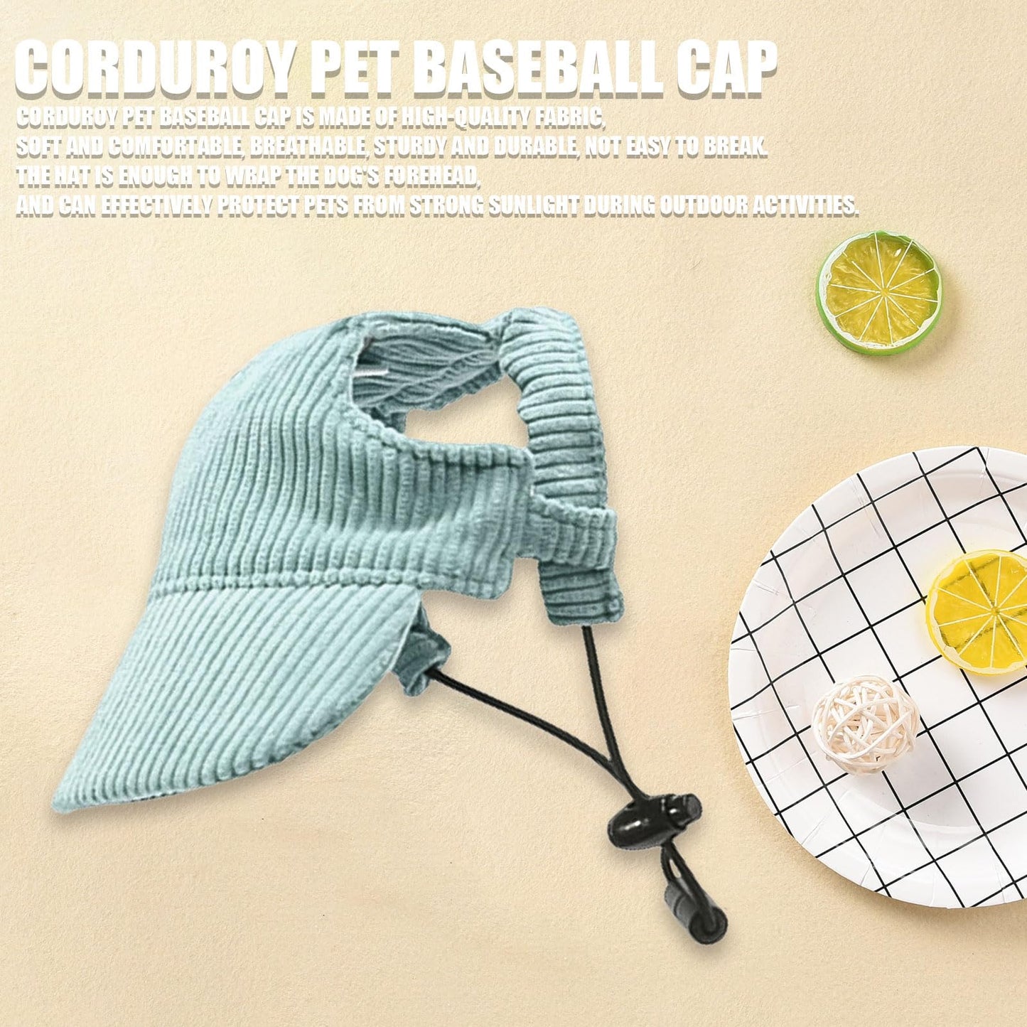 Dog Baseball Cap, Dog Cat Summer Beach Visor Hat with Ear Holes, Adjustable Puppy Sunbonnet Headdress (Green, Small) The Dachshund Zone