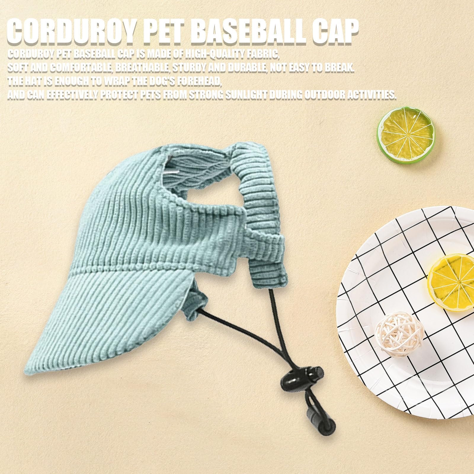 Dog Baseball Cap, Dog Cat Summer Beach Visor Hat with Ear Holes, Adjustable Puppy Sunbonnet Headdress (Green, Small) The Dachshund Zone