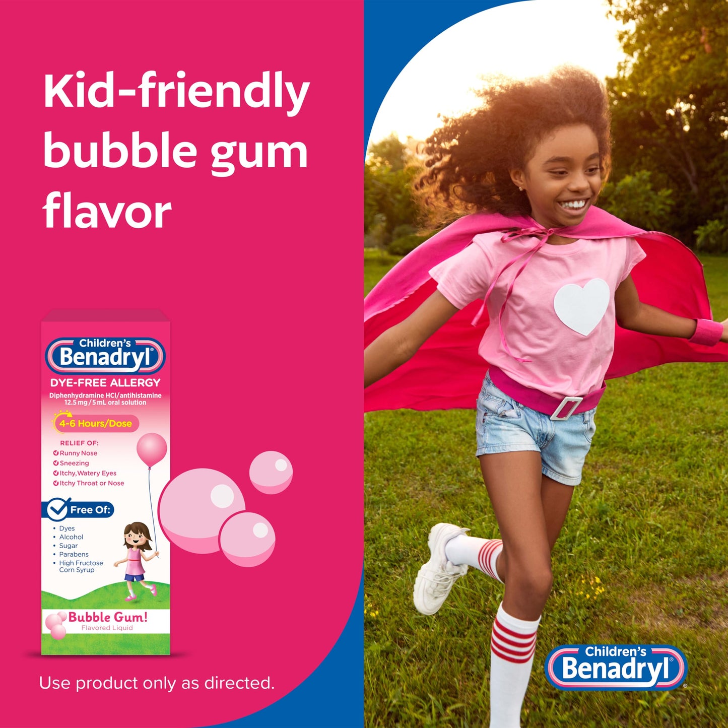 Benadryl Children's Liquid, Kids Allergy Relief Medicine, Dye-, Alcohol-, High Fructose Corn Syrup (HFCS)-Free, Safe for Children 6+ Use Only As Directed, Bubble Gum Flavor, 8 fl oz The Dachshund Zone