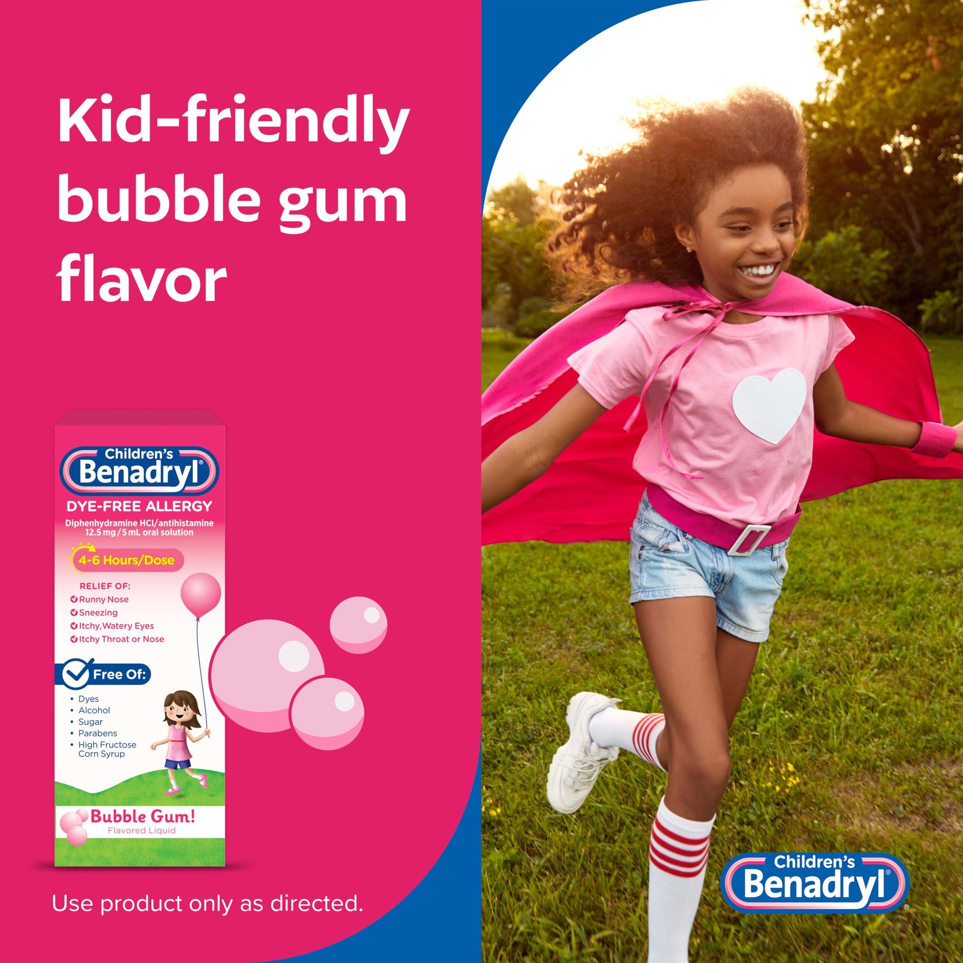 Benadryl Children's Liquid, Kids Allergy Relief Medicine, Dye-, Alcohol-, High Fructose Corn Syrup (HFCS)-Free, Safe for Children 6+ Use Only As Directed, Bubble Gum Flavor, 8 fl oz The Dachshund Zone