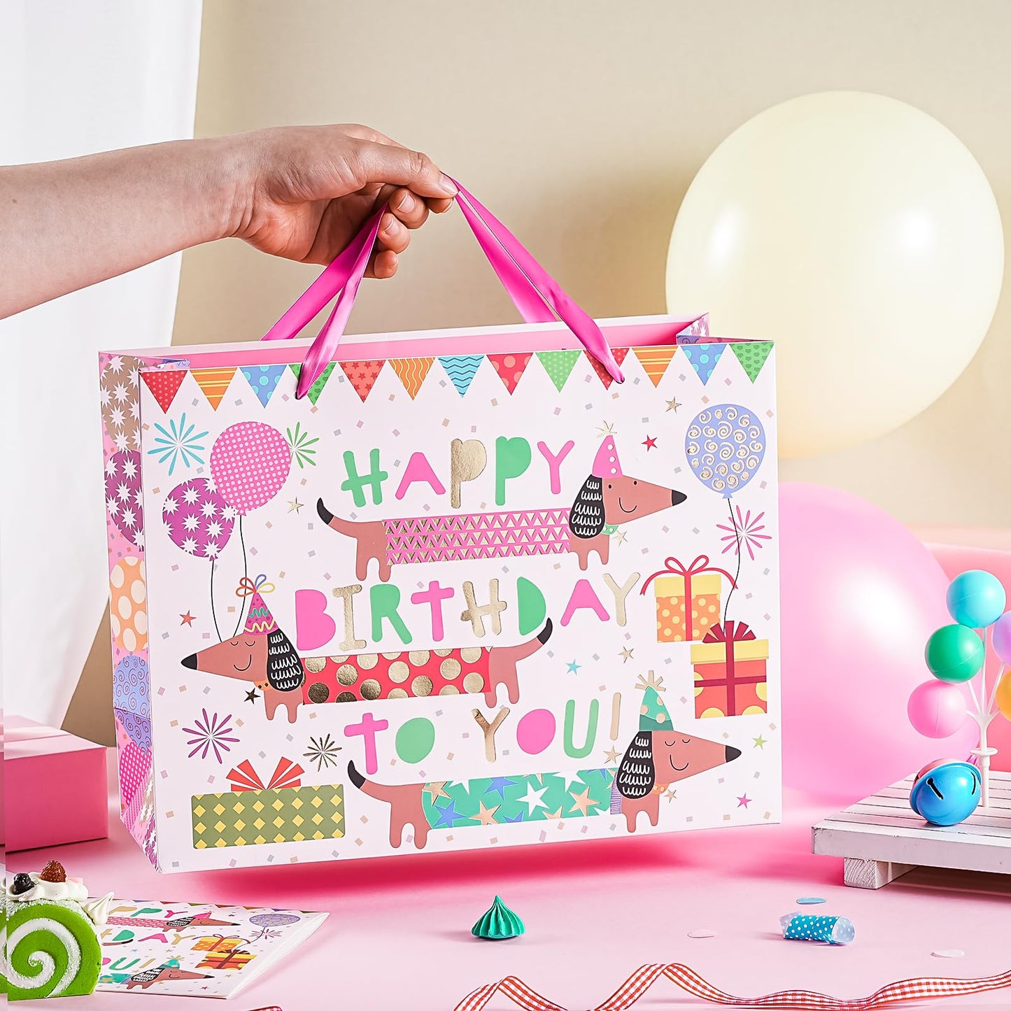 WRAPAHOLIC 13" Large Dog Birthday Gift Bag The Dachshund Zone