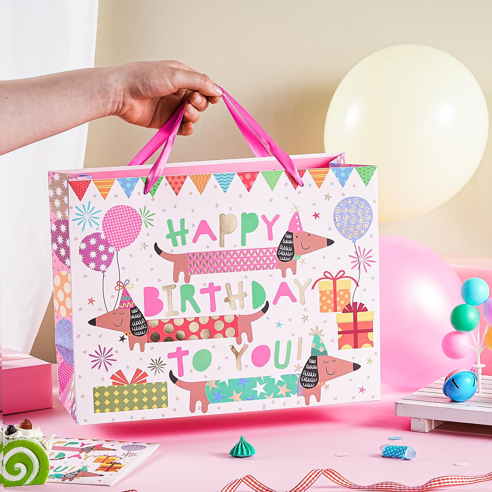 WRAPAHOLIC 13" Large Dog Birthday Gift Bag The Dachshund Zone