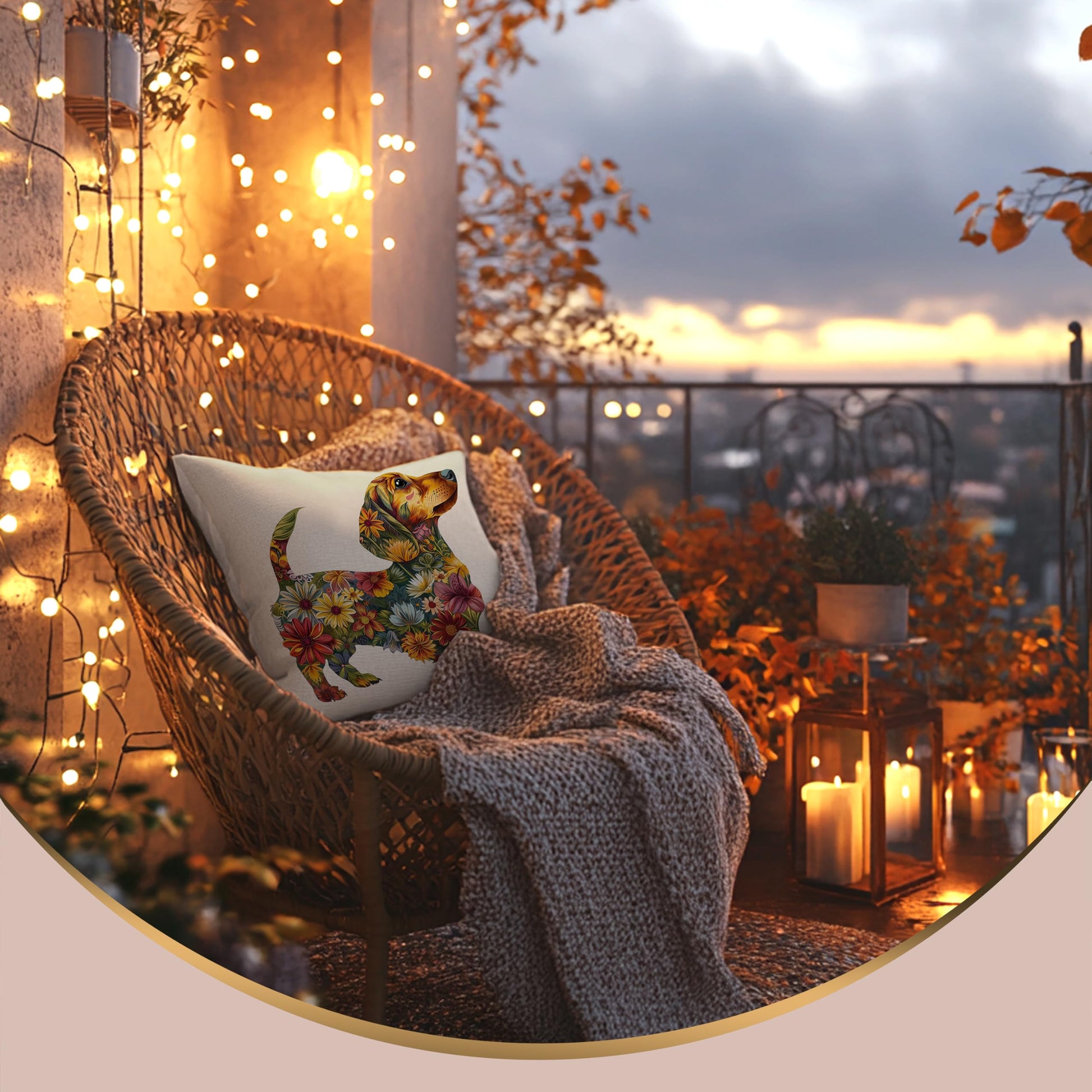 Flower Dachshund Pillow Covers 18x18, Dachshund & Weiner Dog Gifts, Decor, Doxie Gifts The Dachshund Zone