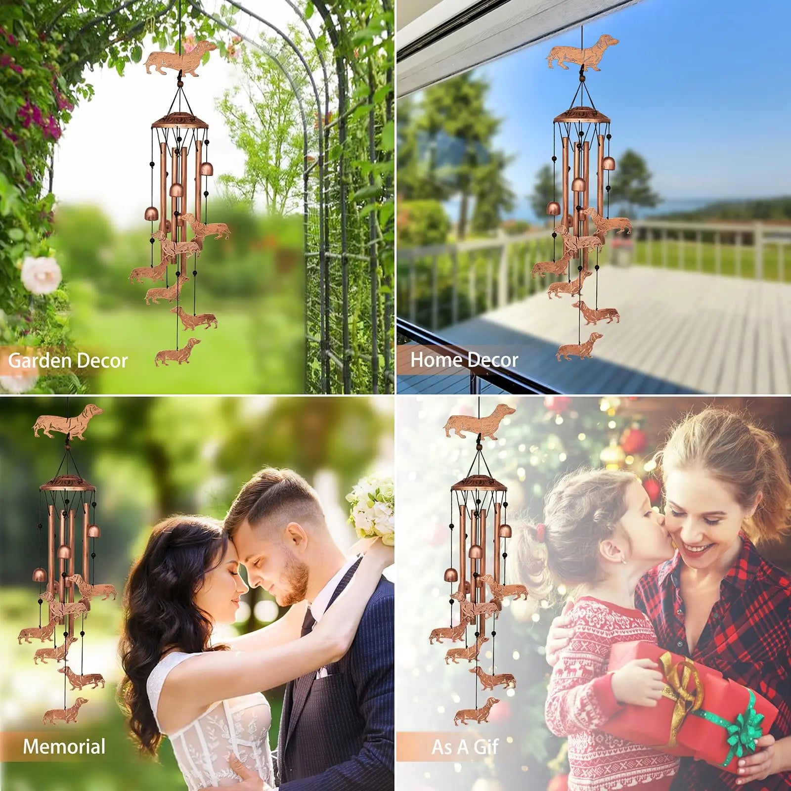 Dachshund Dog Wind Chimes for Outside,Metal Windchimes, Gifts The Dachshund Zone