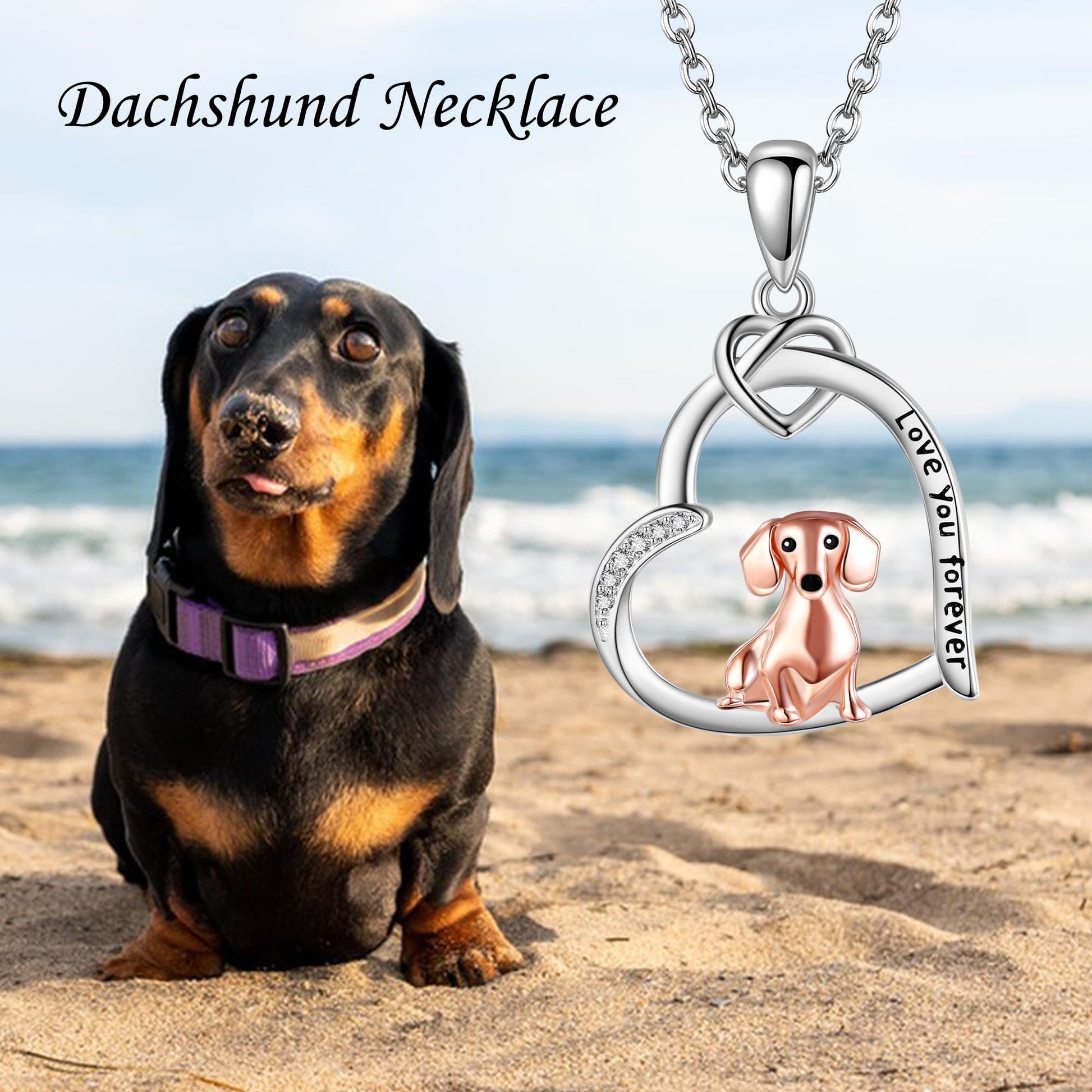 AXOMY Dachshund Necklace 925 Sterling Silver The Dachshund Zone