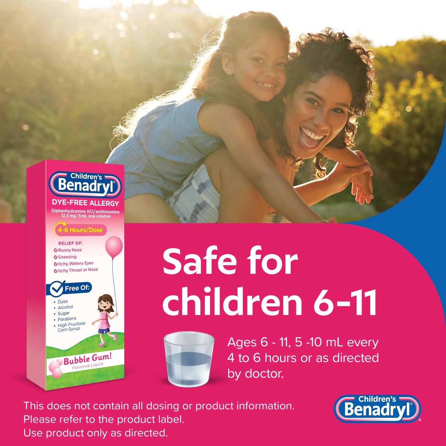 Benadryl Children's Liquid, Kids Allergy Relief Medicine, Dye-, Alcohol-, High Fructose Corn Syrup (HFCS)-Free, Safe for Children 6+ Use Only As Directed, Bubble Gum Flavor, 8 fl oz The Dachshund Zone