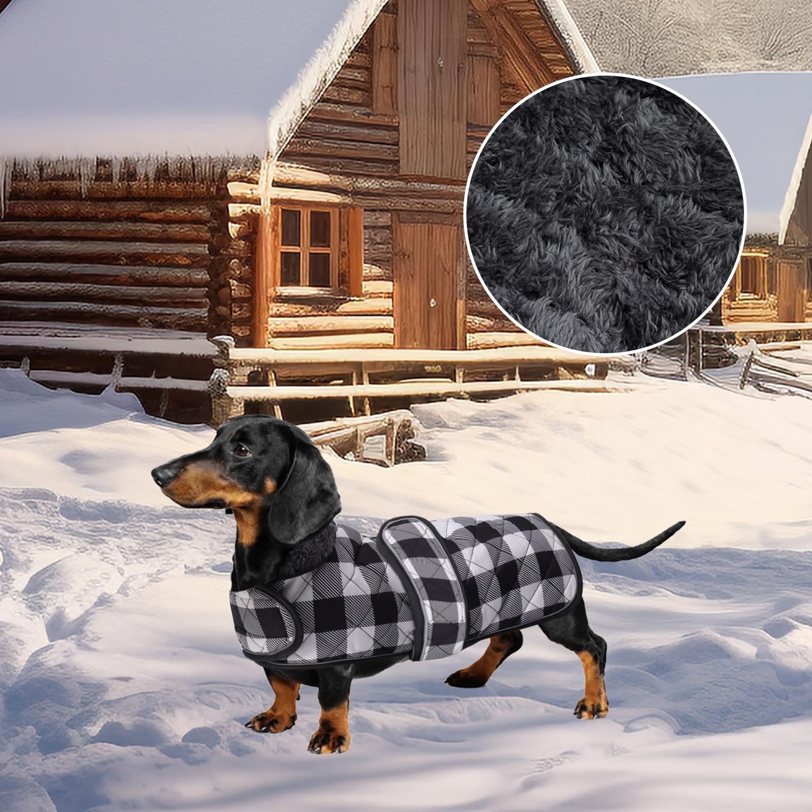 Geyecete Waterproof Warm Thermal Quilted Dachshund Coat with Warm Fleecy Lining Inside The Dachshund Zone