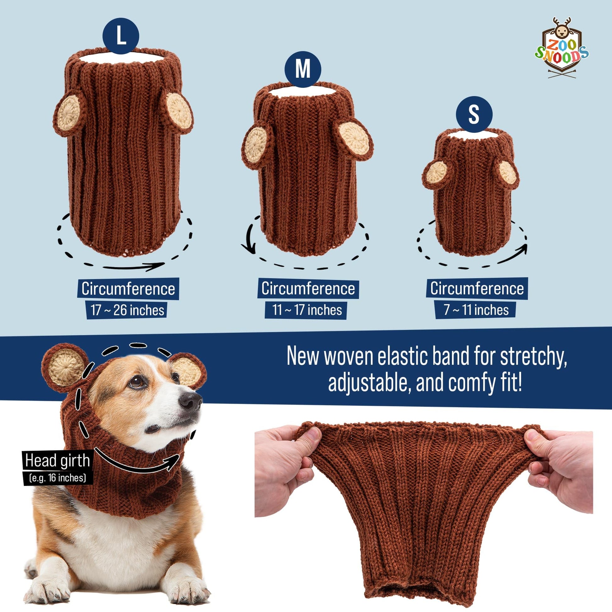 Zoo Snoods Rooster Costume - Knit Chicken Dog Snood Ear Wrap for Pets, Warm Neck Cover for Halloween and Winter (Small) The Dachshund Zone