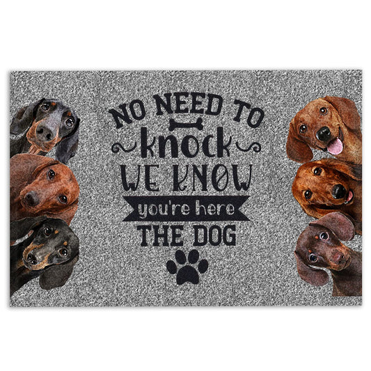 OhaPrints Dachshund Weiner Doxie Dog No Need to Knock We Know You're Here Welcome Doormat Front Rubber Door Mat Home Porch Decor Outdoor Indoor Entrance Floor Entryway Rug Modern Outside Entry Carpet The Dachshund Zone