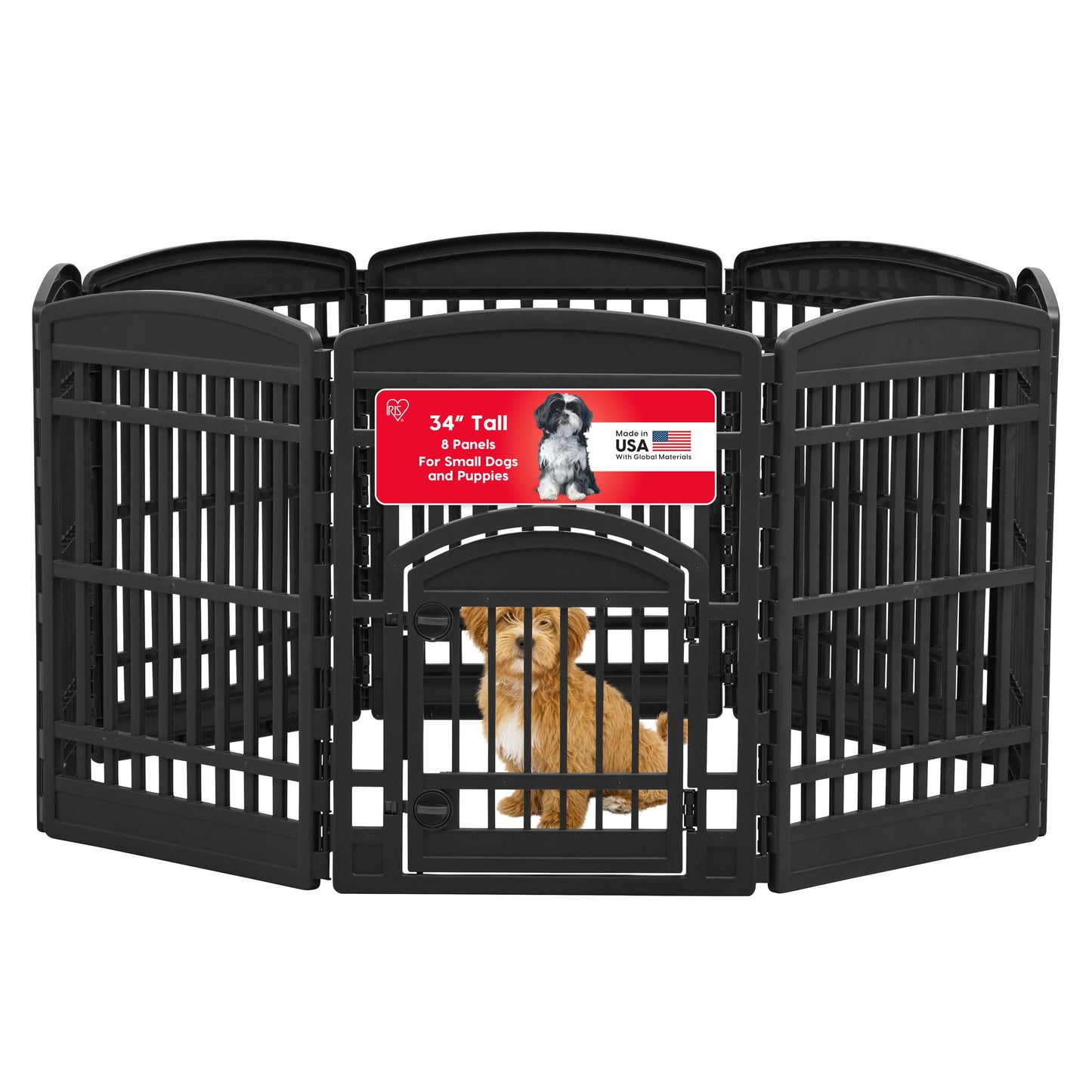 IRIS USA 34" 8-Panel Dog Playpen with Door, 63 x 63 x 35 The Dachshund Zone