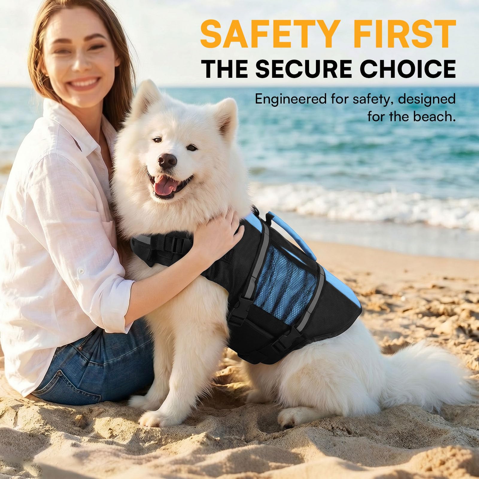 Queenmore Small Dog Life Jacket, Adjustable Pet Life Vest for Small Dogs with High Buoyancy, Rescue Handle, Reflective Bands for Boating, Canoeing, Swimming The Dachshund Zone