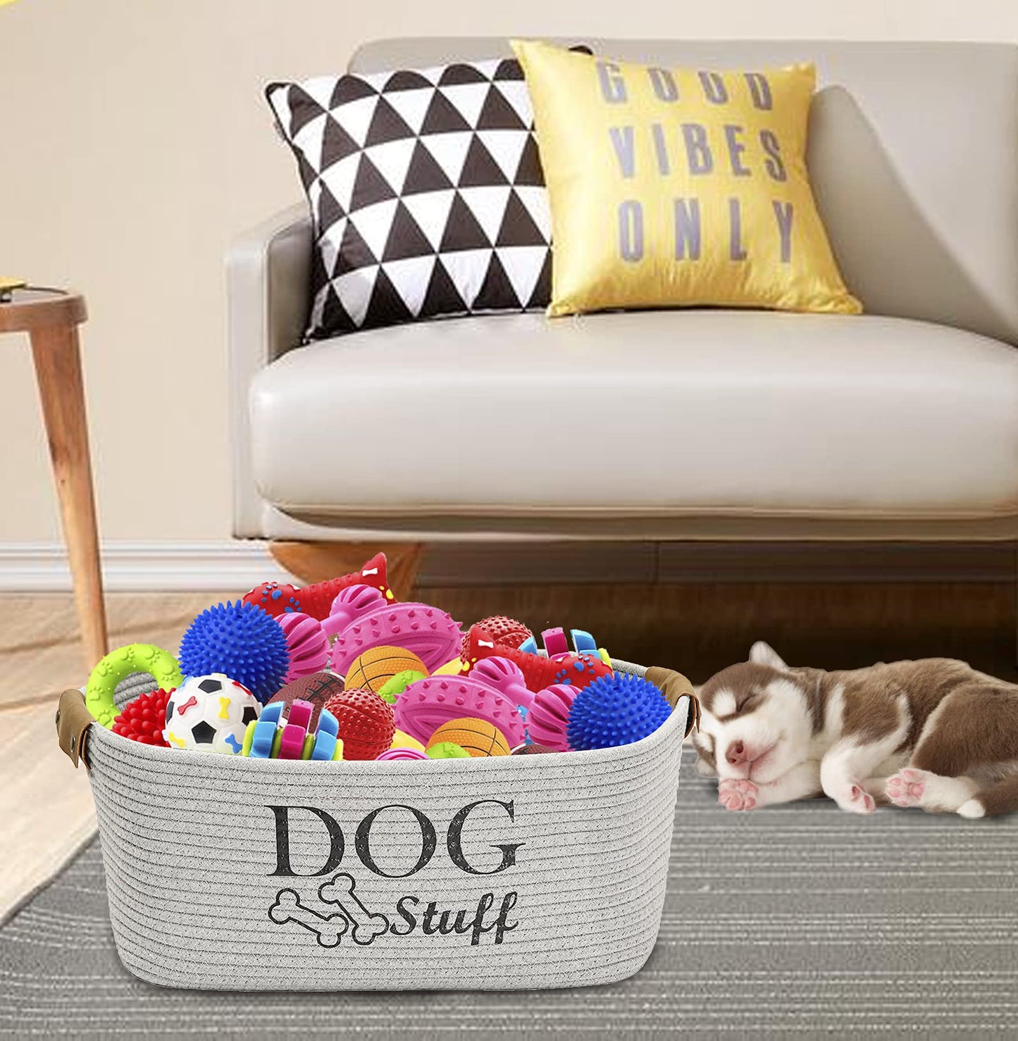 Square Dog toy basket storage The Dachshund Zone
