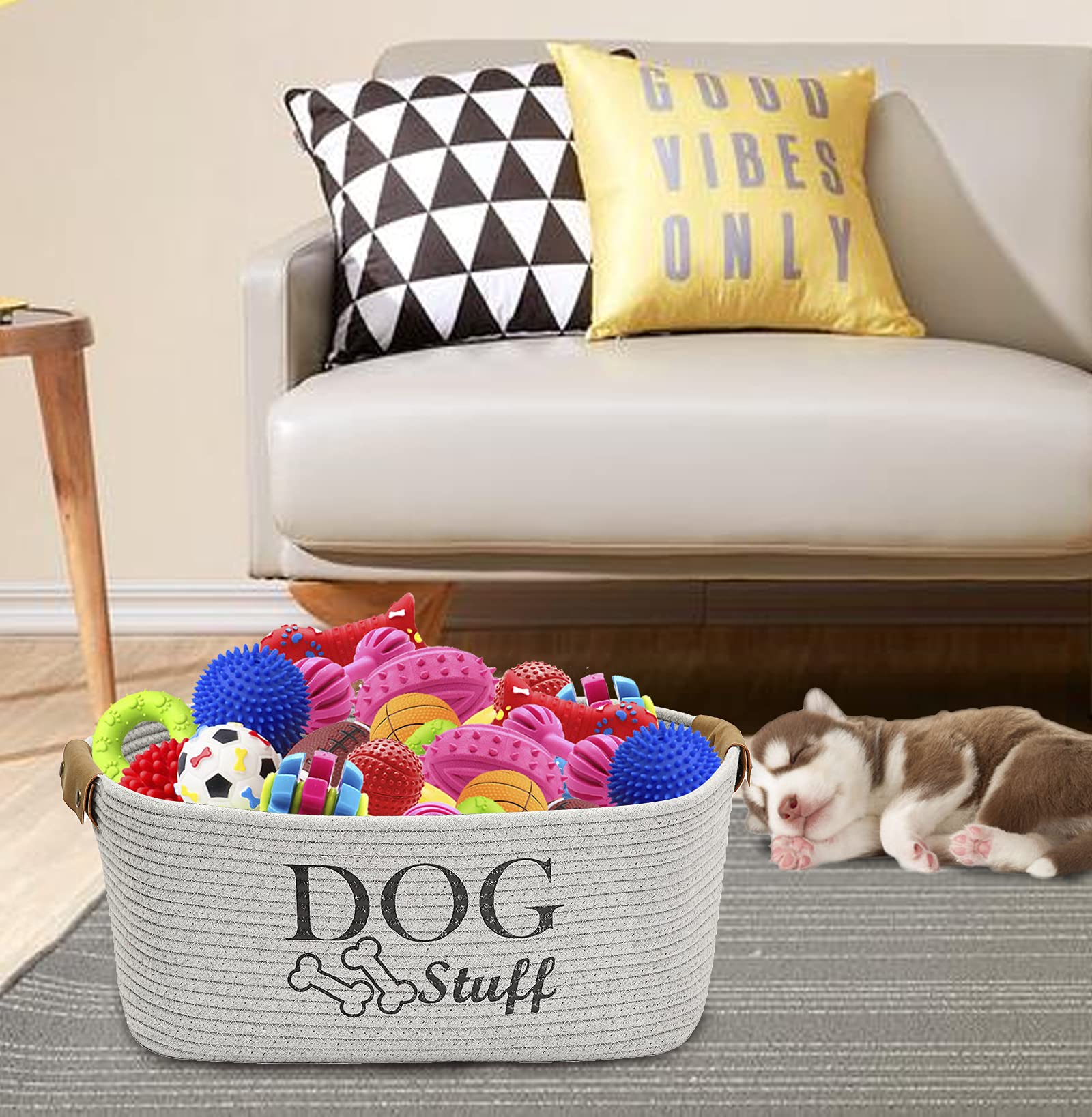 Square Dog toy basket storage The Dachshund Zone