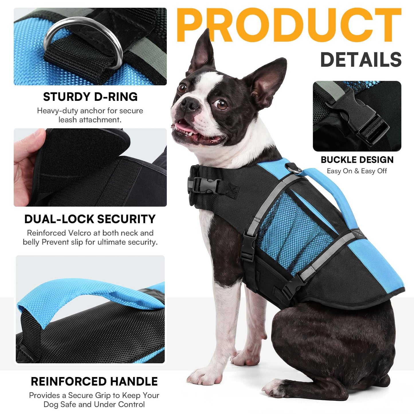 Queenmore Small Dog Life Jacket, Adjustable Pet Life Vest for Small and Medium Dogs with High Buoyancy, Rescue Handle, Reflective Bands for Boating, Canoeing, Swimming The Dachshund Zone