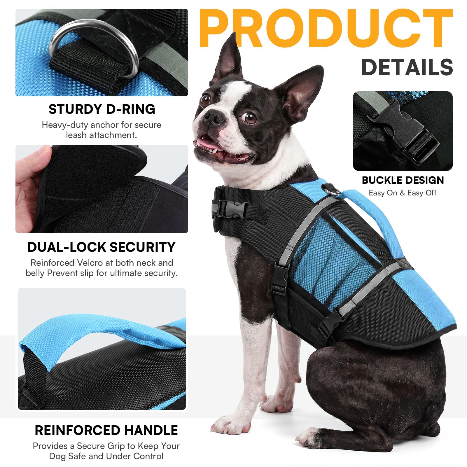 Queenmore Small Dog Life Jacket, Adjustable Pet Life Vest for Small and Medium Dogs with High Buoyancy, Rescue Handle, Reflective Bands for Boating, Canoeing, Swimming The Dachshund Zone