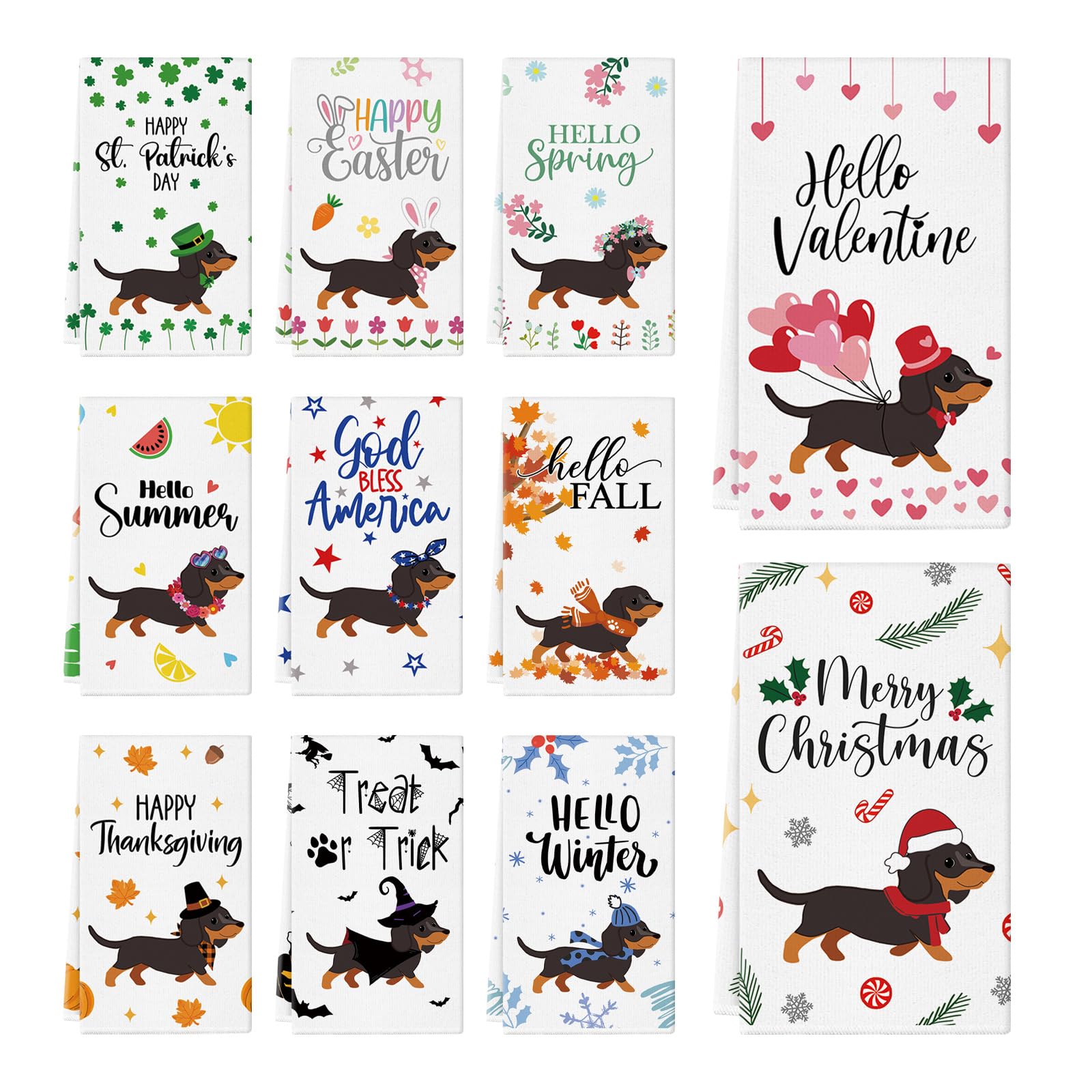 11 Pcs Dachshund Kitchen Towels 14x21 Inch Dish Towels The Dachshund Zone