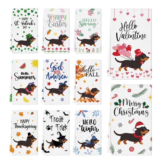 11 Pcs Dachshund Kitchen Towels 14x21 Inch Dish Towels The Dachshund Zone