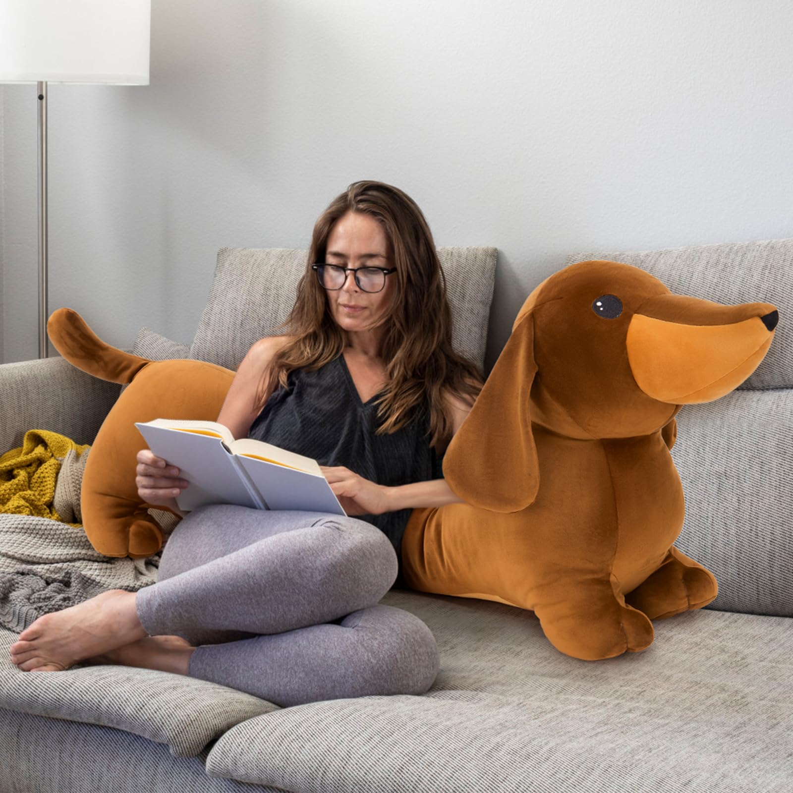 MorisMos Dachshund Dog Stuffed Animal Plush 4ft, 43'' Long Weiner Dog Body Pillow The Dachshund Zone