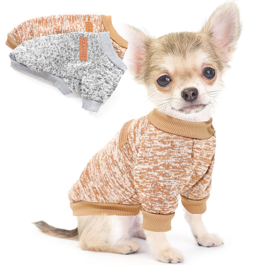 2 Pieces Dog Sweaters for Small Dogs Fall Dog Clothes Winter Fleece Puppy Sweater Warm Pet Outfits for Yorkie, Chihuahua, Bulldog, Dachshund, Pug,XXS The Dachshund Zone