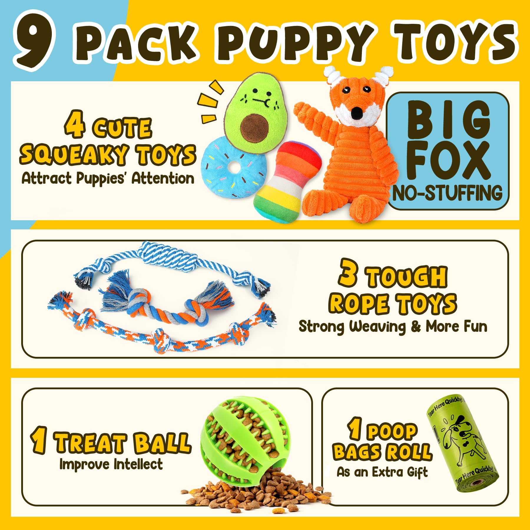 Zeaxuie 9 Pack Luxury Puppy Toys for Teething Small Dogs - The Dachshund Zone