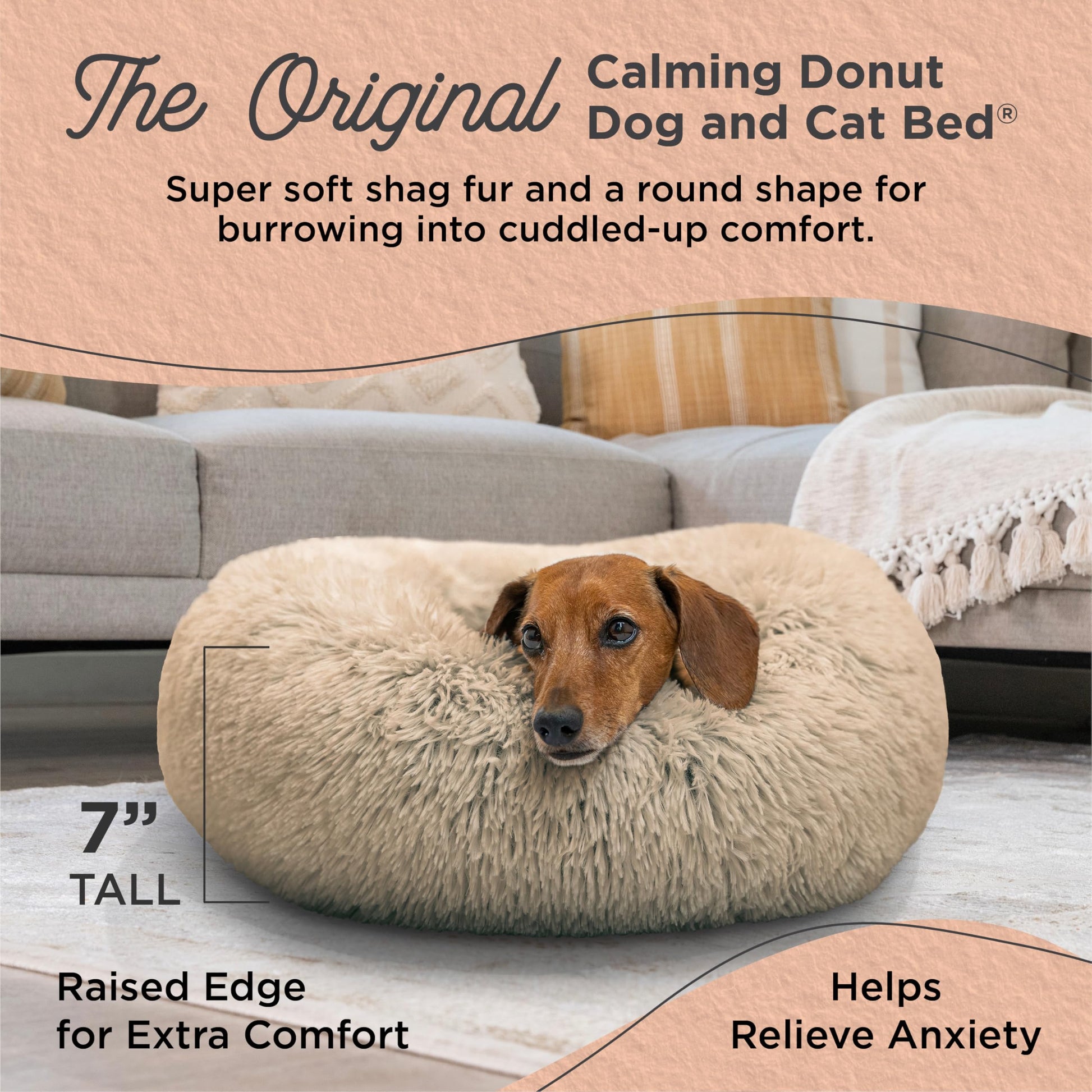 Best Friends by Sheri Original Calming Donut Dog Bed The Dachshund Zone