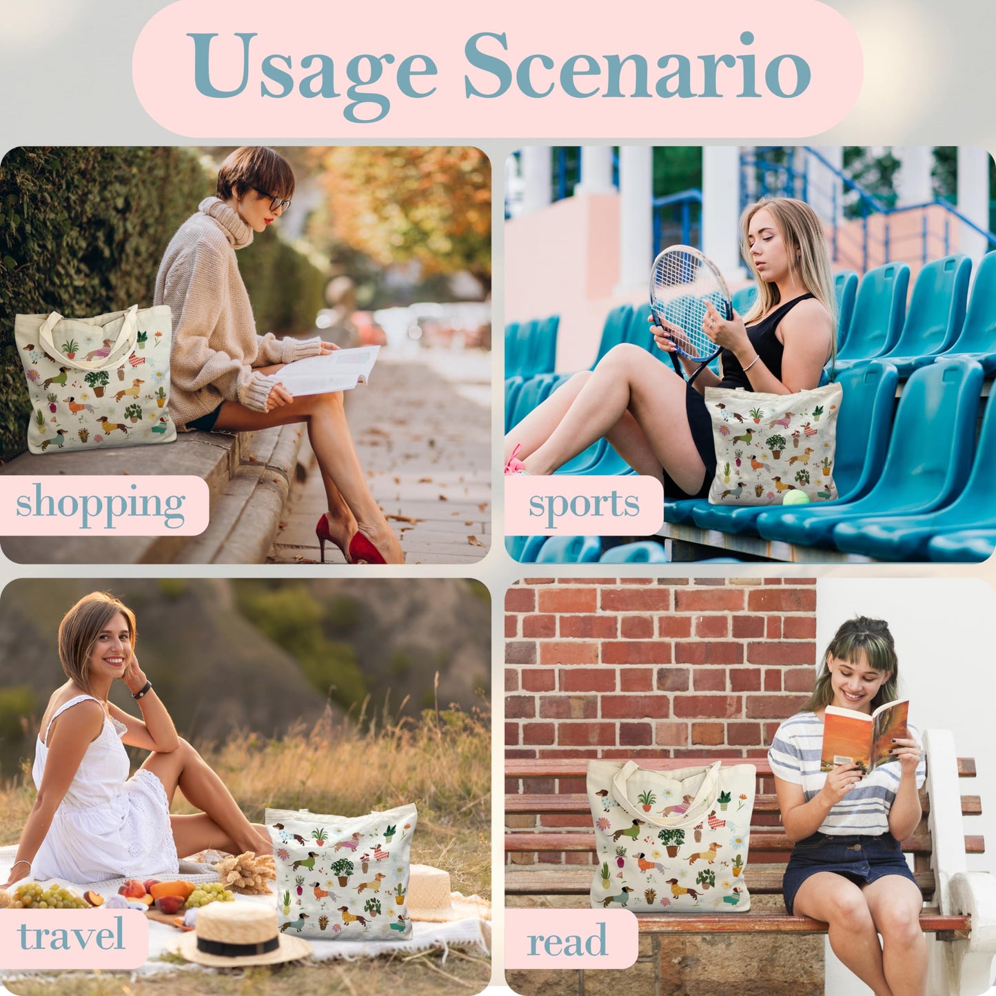 Dachshund Canvas Tote Bag The Dachshund Zone